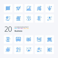 20 Business Blue Color icon Pack like history archive brief agreement paper