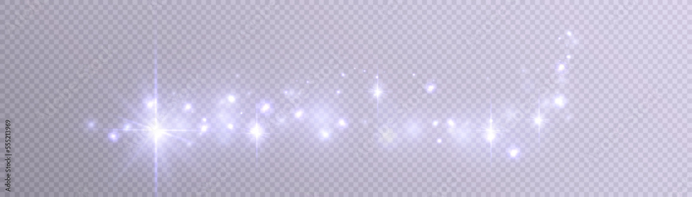 Poster Light festive effect with lots of shiny shimmering particles isolated on transparent background. Vector star cloud with dust.	
