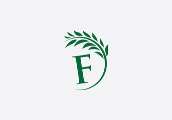 Laurel wreath green leaf logo and Vintage wheat logo design monogram with the letters and alphabets 