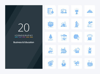 Fototapeta na wymiar 20 Business And Education Blue Color icon for presentation