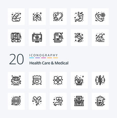 20 Health Care And Medical Line icon Pack like care pharmacy care medicine bowl