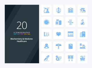 Fototapeta na wymiar 20 Biochemistry And Medicine Healthcare Blue Color icon for presentation