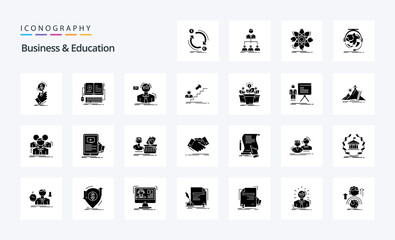 25 Business And Education Solid Glyph icon pack