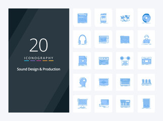 Fototapeta na wymiar 20 Sound Design And Sound Production Blue Color icon for presentation