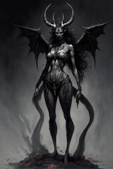 Female demon succubus created with AI - obrazy, fototapety, plakaty