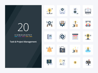 20 Task And Project Management Flat Color icon for presentation