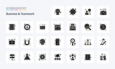 25 Business And Teamwork Solid Glyph icon pack