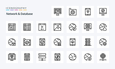 25 Network And Database Line icon pack