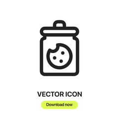 cookie icon vector. Linear style sign for mobile concept and web design. biscuit symbol illustration. Pixel vector graphics - Vector.