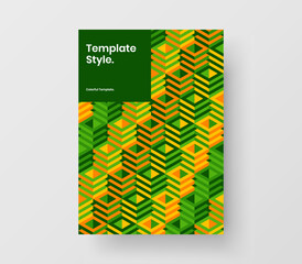 Clean corporate identity design vector illustration. Original mosaic pattern journal cover template.