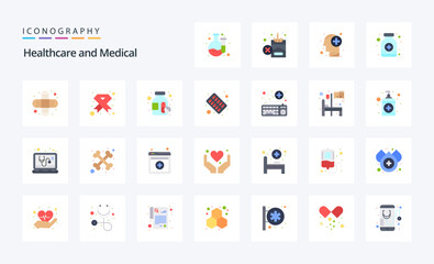 25 Medical Flat color icon pack