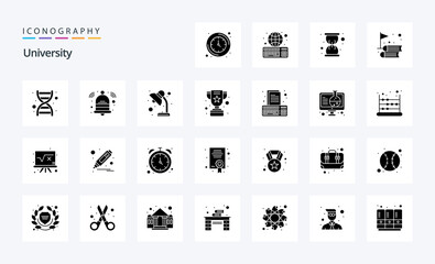25 University Solid Glyph icon pack