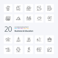 20 Business And Education Line icon Pack like development promotion group business man doctor