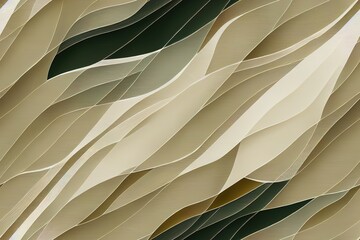 Frayed brush strokes of an abstract design in green, beige, grey, and white. Continuous style Generative AI