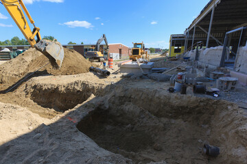 Construction site and equipment for water pipe installation