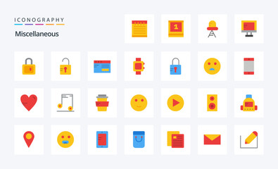 25 Miscellaneous Flat color icon pack