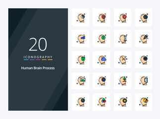 20 Human Brain Process line Filled icon for presentation