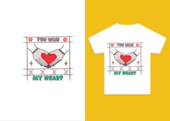 You won my heart. Vector illustration design for fashion fabrics, textile graphics, and prints.