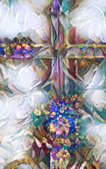 floral cross painting style, AI generated artwork plus editing
