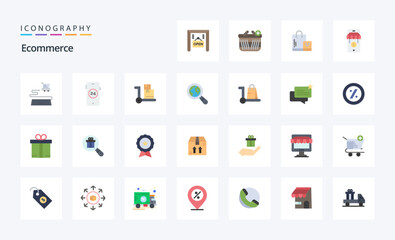 25 Ecommerce Flat color icon pack