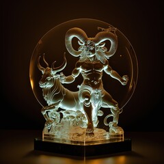 glass sculpture of an indian Zodiac Sign characters