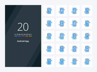 20 Android App Blue Color icon for presentation