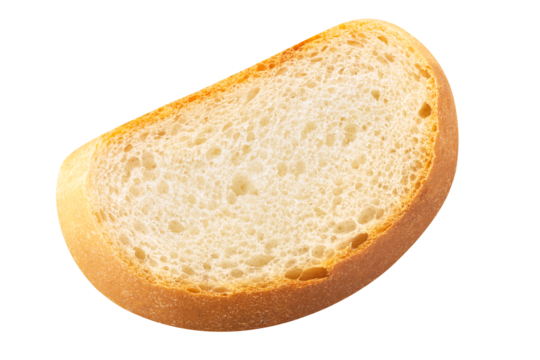 Bread baguette slice isolated, top view png