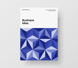 Modern geometric hexagons magazine cover concept. Multicolored annual report vector design layout.