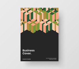 Amazing journal cover A4 design vector concept. Unique mosaic tiles corporate brochure template.