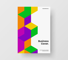 Simple cover A4 vector design concept. Vivid mosaic hexagons postcard template.