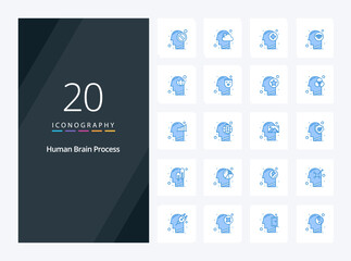 Fototapeta na wymiar 20 Human Brain Process Blue Color icon for presentation