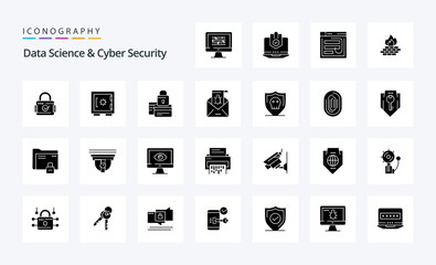 25 Data Science And Cyber Security Solid Glyph icon pack