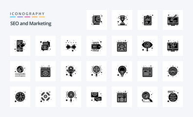 25 Seo Solid Glyph icon pack