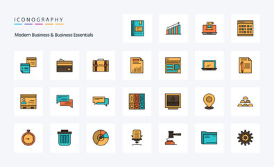 25 Modern Business And Business Essentials Line Filled Style icon pack