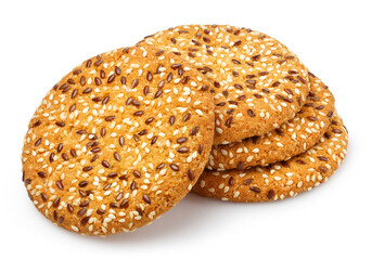 Oatmeal cookies, isolated on white background