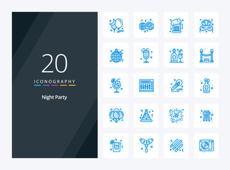 Fototapeta na wymiar 20 Night Party Blue Color icon for presentation