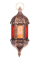 Ramadan islamic lantern (fanous) isolated. Arabic decoration lamp on white background.

