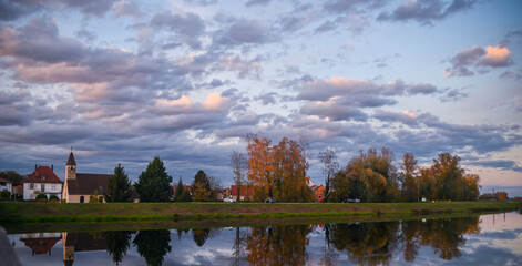 Fototapeta premium autumn landscape with church