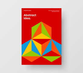 Fresh mosaic hexagons postcard layout. Simple journal cover design vector template.