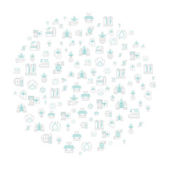 Ecology concept in circle with clean and simple icons, Infographic idea of making creative products. Template for website banner, flyer and poster.