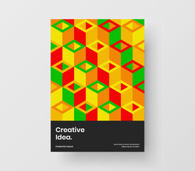 Colorful mosaic hexagons placard layout. Amazing magazine cover A4 design vector illustration.