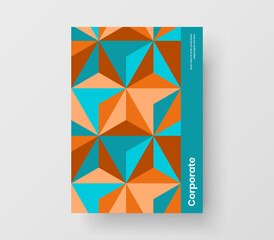 Abstract geometric tiles company cover template. Amazing pamphlet design vector layout.