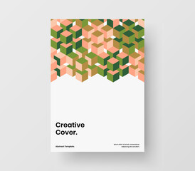 Vivid geometric hexagons company identity layout. Creative magazine cover vector design illustration.