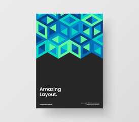 Fresh geometric tiles booklet template. Simple cover A4 design vector concept.