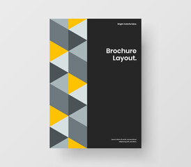 Minimalistic handbill design vector illustration. Isolated mosaic hexagons company brochure concept.
