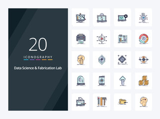 20 Data Science And Fabrication Lab line Filled icon for presentation