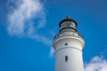 An old white lighthouse in Frederikshavn, hritshals, Denmark build during World War