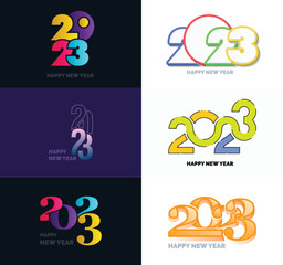Fototapeta na wymiar Big Collection of 2023 Happy New Year symbols Cover of business diary for 2023 with wishes