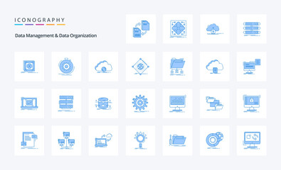 25 Data Management And Data Organization Blue icon pack