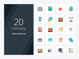 20 News Flat Color icon for presentation